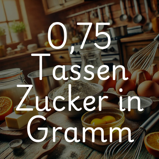 0,75 Tassen Zucker in Gramm