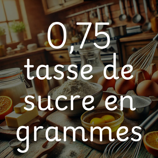 0,75 tasse de sucre en grammes