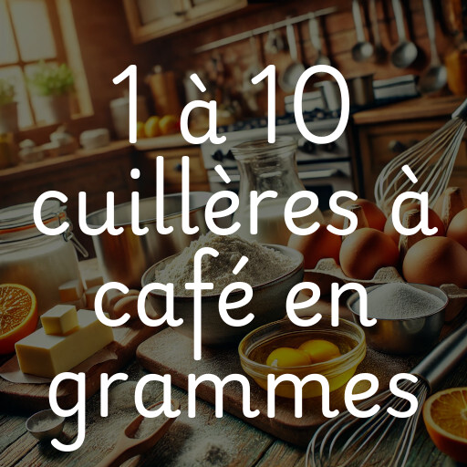 1 à 10 cuillères à café en grammes