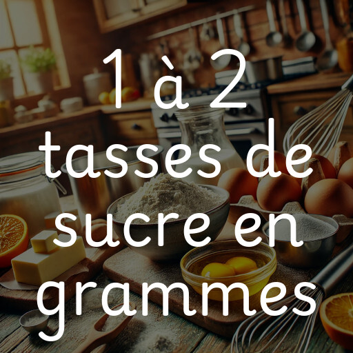 1 à 2 tasses de sucre en grammes