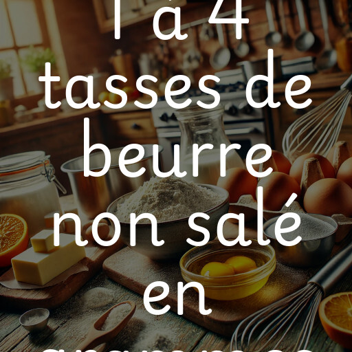 1 à 4 tasses de beurre non salé en grammes