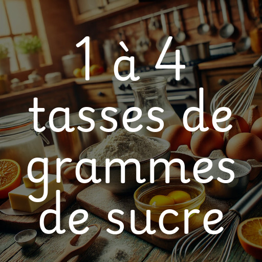 1 à 4 tasses de grammes de sucre