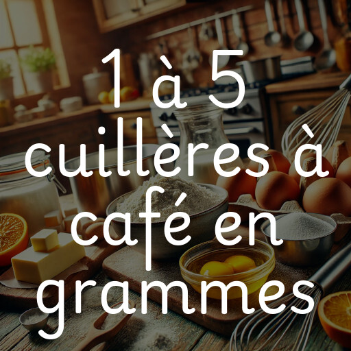 1 à 5 cuillères à café en grammes