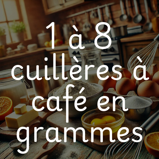 1 à 8 cuillères à café en grammes