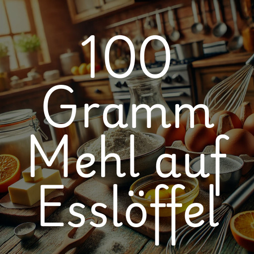 100 Gramm Mehl auf Esslöffel